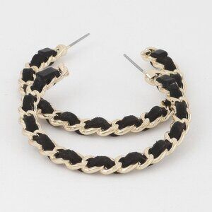 Velvet Lace Wrapped Hoop Earrings